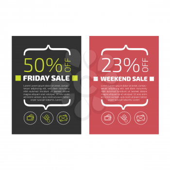 Friday sale banners set on black and red backgrounds