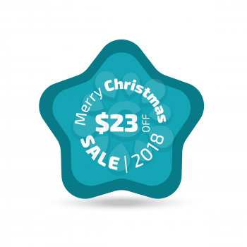 Emerald green Merry Christmas Sale badge on white