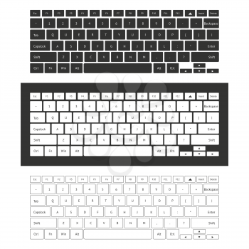 Outlined Laptop keyboard set on white and black backgrounds