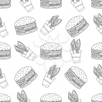 Fast Food seamless pattern on white background