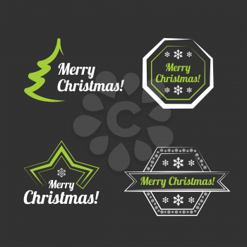 Merry Christmas badges or signs on white background