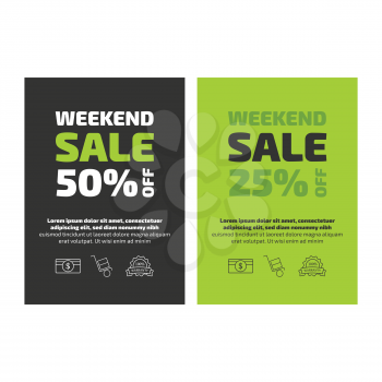 Weekend sale discount flayer templates with sample text