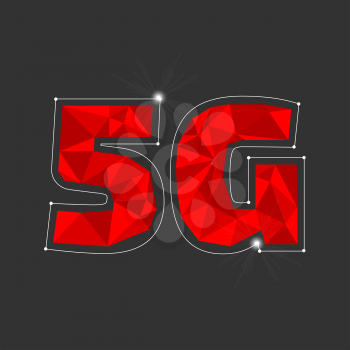 Red 5g internet banner on the black background
