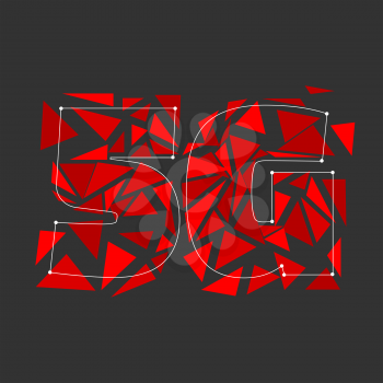 Red 5g internet banner on the black background with explosion effect