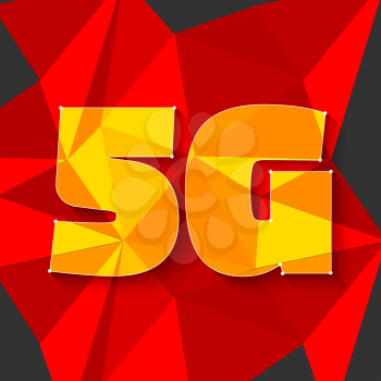 5g internet banner on the red low poly background