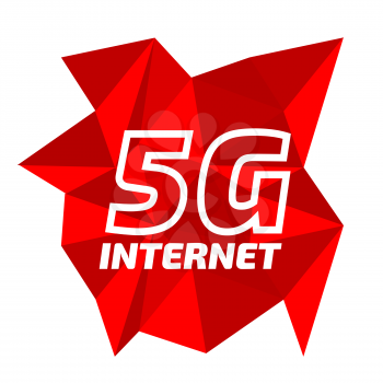 5g internet banner on the red low poly background