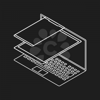 Isometric vector illustration with smartphone, tablet and laptop. Isometric icon
