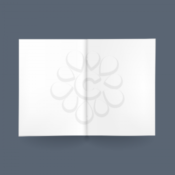 The mock up of the realistic blank opened brochure with shadow