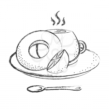 Breakfast vector drawing - Vector illustration