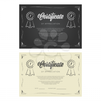 Certificate templates set in the vintage style - Vector illustration