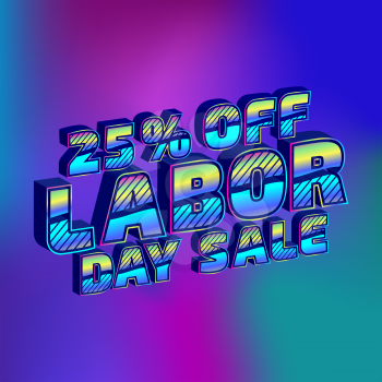 Labor day sale. Isometric duotone sign on the color background