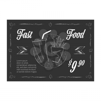 Fast Food vintage vector banner on the chalkboard - Vector illustration