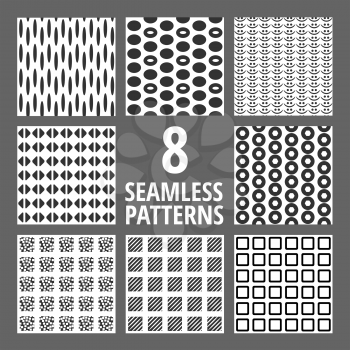 Geometric shapes. Vector seamless pattern set - Vector illustration