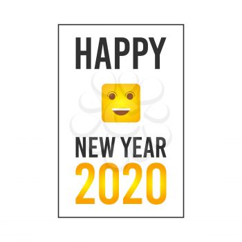Happy New Year 2020 simple banner with smile