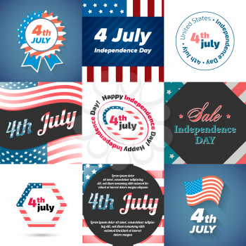 4th of July Independence day USA. Vector Banners Set