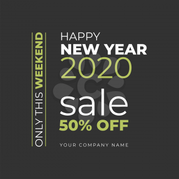Happy New Year sale discount. Vector banner template
