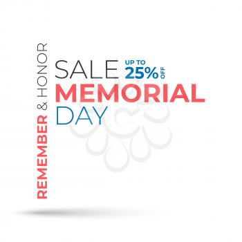 Memorial day sale banner on the white background. The flag shape