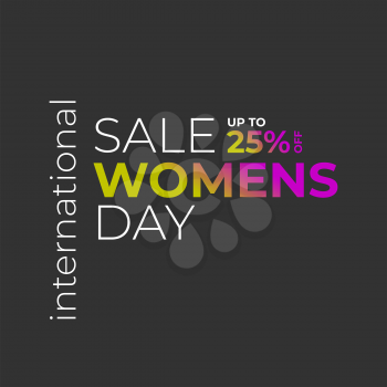 Womens day sale banner on the black background. The flag shape