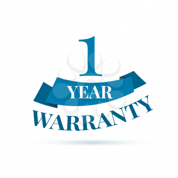 Warranty vector icon on the white background with the ribbon and shadow
