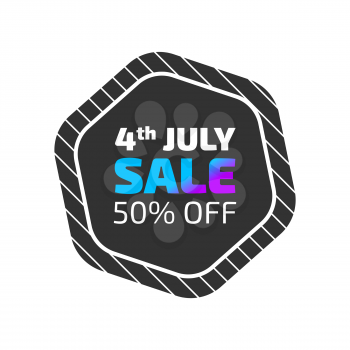 4th July sale banner. Black Vector badge with stripes
