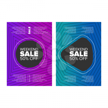 Weekend Sale poster or banner template set on the gradient background