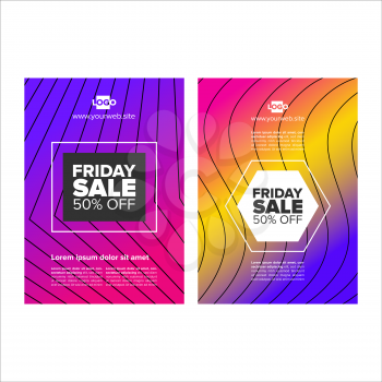 Friday Sale poster or banner template set on the gradient background