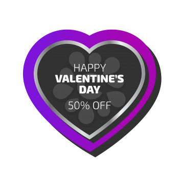 Happy Valentines Day. Heart shape vector banner with the shadow