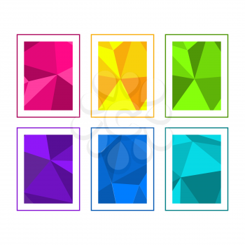 Cover pages backgrounds set with low-poly color shapes