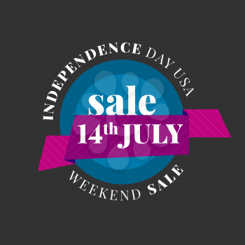 USA Independence day sale. Circle vector banner on the black background