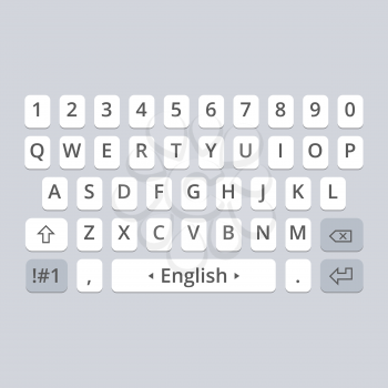 Mobile vector keyboard for smartphone. Caps letters set