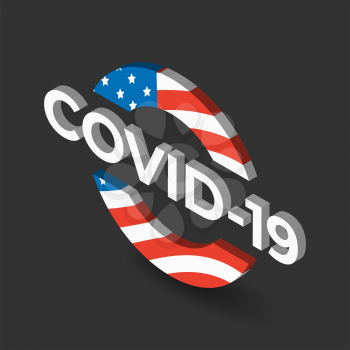 COVID-19 banner with american flag on the black background