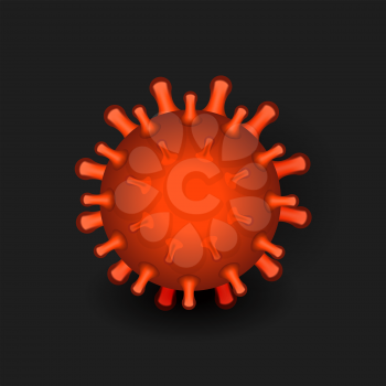 Three-dimensional coronavirus vector illustration on the black background