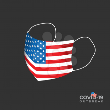 COVID-19 Protection Vector Mask with the United States of America flag texture