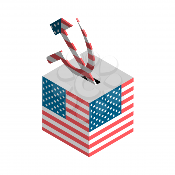 USA election. Ballot box with the hammer and stick. Isometric vector illustration