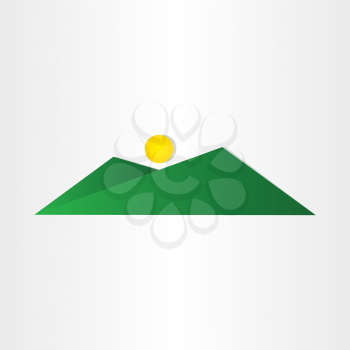 abstract green mountain with sun design element