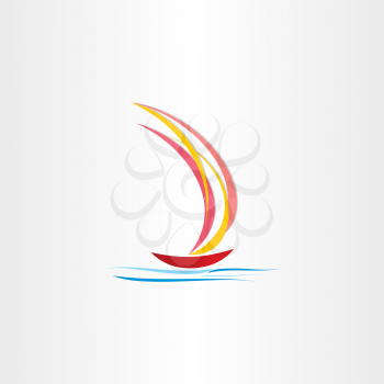 boat sailing on sea abstract design symbol icon