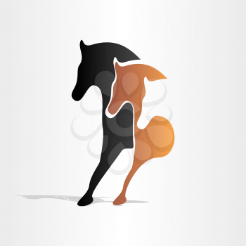 horses running abstract design stylized icon design
