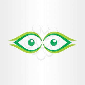 human eyes stylized icon look green watching dot front view