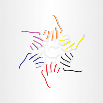 human hands all races abstract icon design