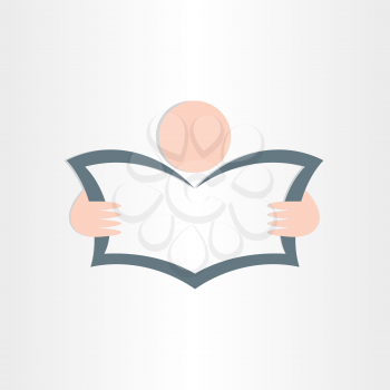 man reading newspaper book or map icon design business work education background 