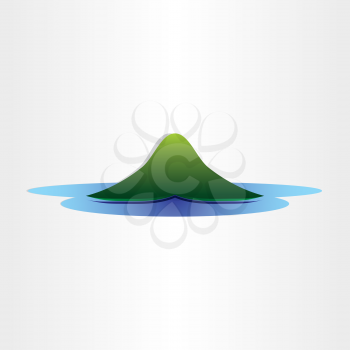 green mountain island in ocean abstract symbol design element 