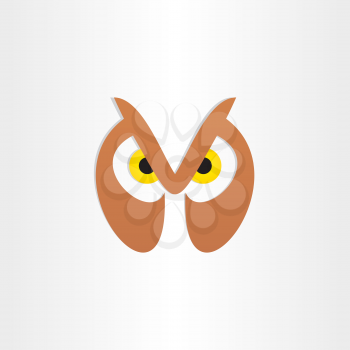 owl head icon design nature wildlife brown eyes zoo emblem background