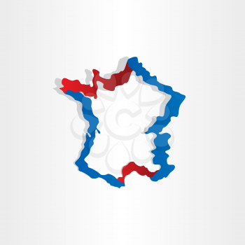 red blue france map stylized icon design element