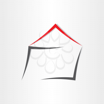 stylized house home icon grey red realestate building