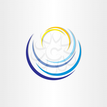 water wave with sun tourism icon design