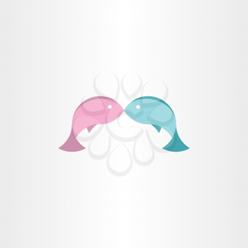 fish in love kissing abstract icon 