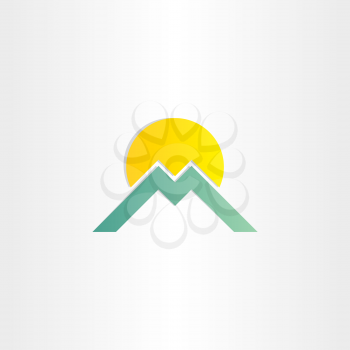 letter m mountain and sun symbol design