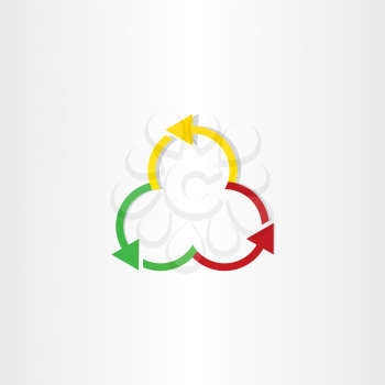 red green and yellow arrows recycling symbol design