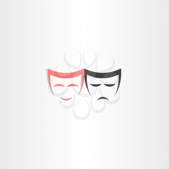 theater symbol happy and sad masks icon design