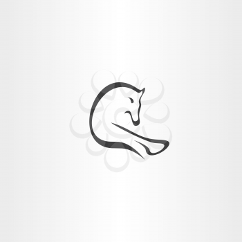 black horse running vector logo icon design